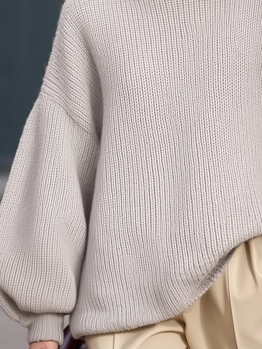 Cozy Light Gray Turtleneck Oversized Sweater