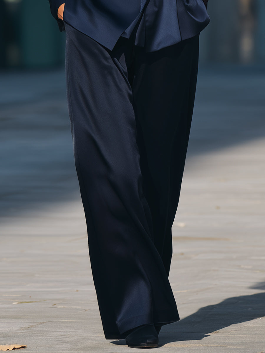 Midnight Wrap Satin Suit Set