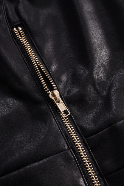 Sleeveless Faux Leather Zippered Romper