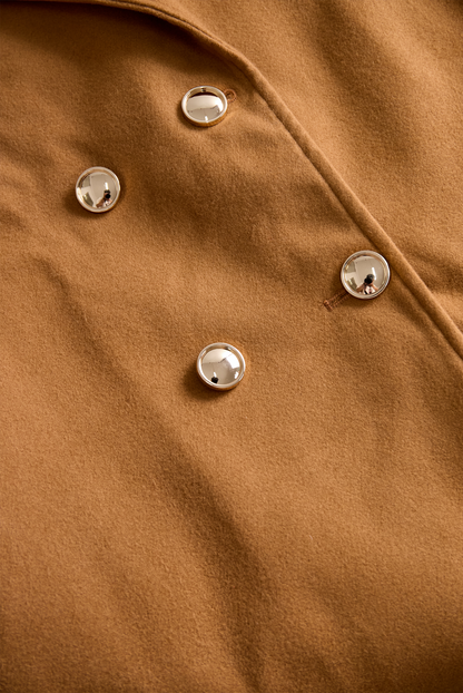 Classic Camel Wool Trench Coat with Belted Silhouette