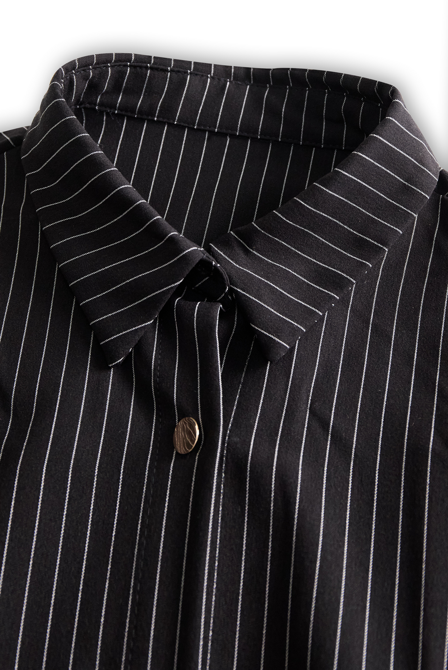 Classic Black Pinstripe Shirt Dress