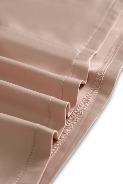 Champagne Satin Square Neck Mini Dress with Long Sleeves