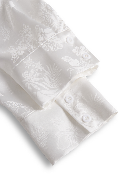 Elegant Ivory Satin Jacquard Shirt