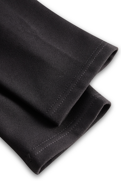 Refined Black Belted Sheath Dress with Mandarin Collar