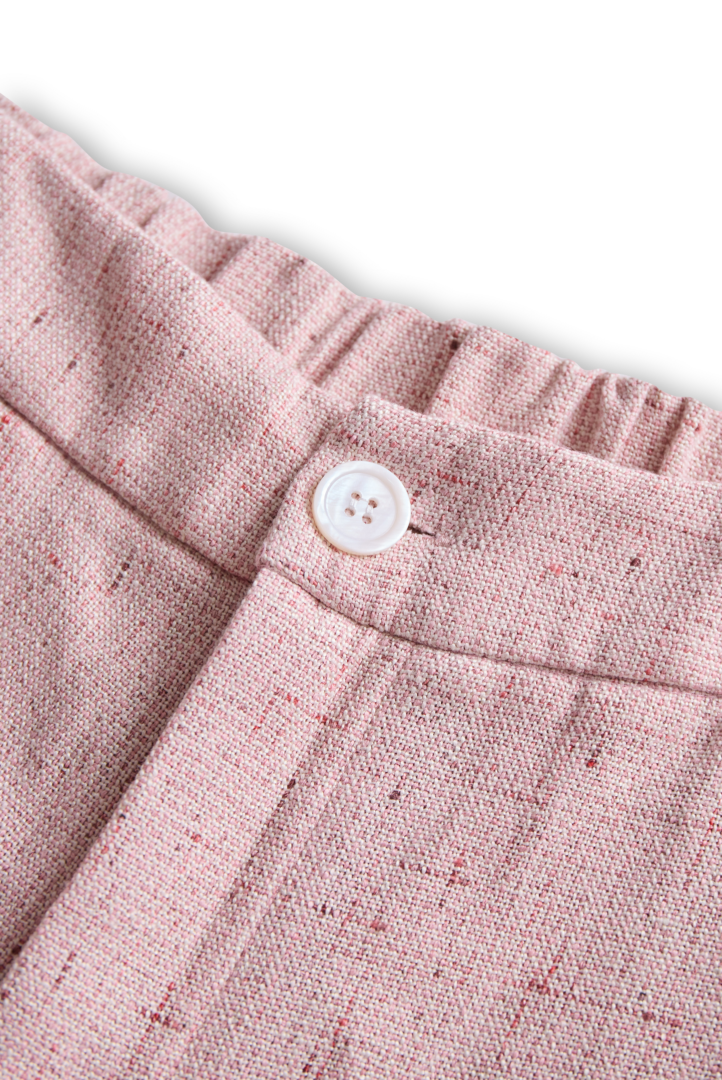 Chic Soft Pink Tweed Suit with Feminine Tailoring and Pearl Accents