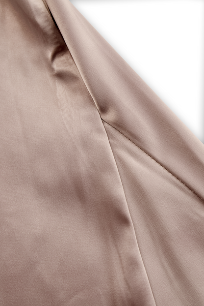 Champagne Satin One-Shoulder Gown