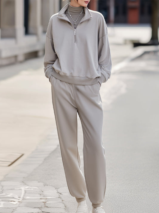 Relaxed Half-Zip Sweatshirt & Jogger Set