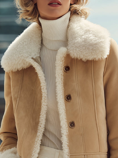 Chic Shearling - Trimmed Suede Jacket