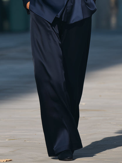 Midnight Wrap Satin Suit Set