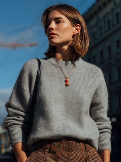 Soft Grey Crew Neck Sweater