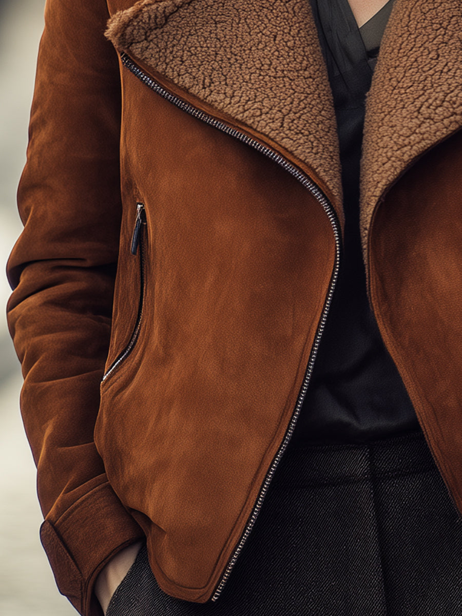 Caramel Shearling Aviator Jacket