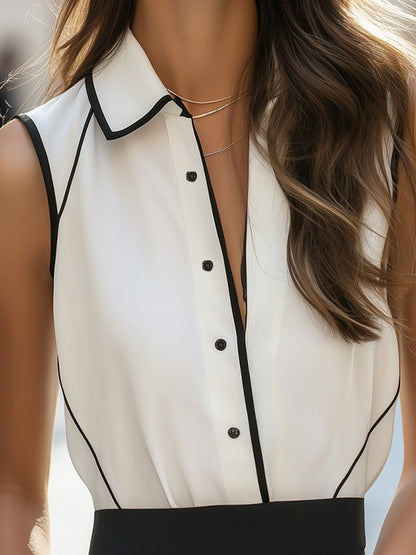 Elegant Sleeveless White Button-Down Blouse