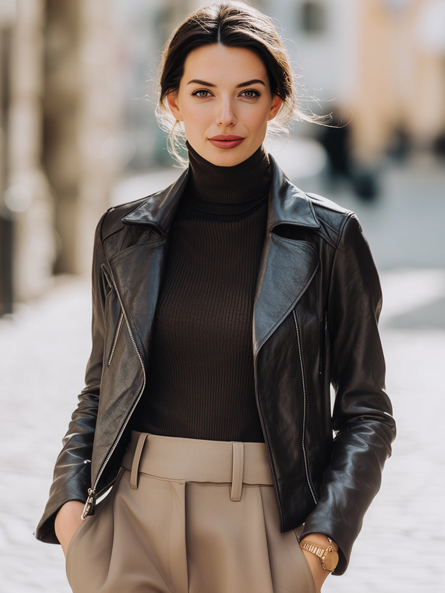 Black Classic Leather Moto Jacket