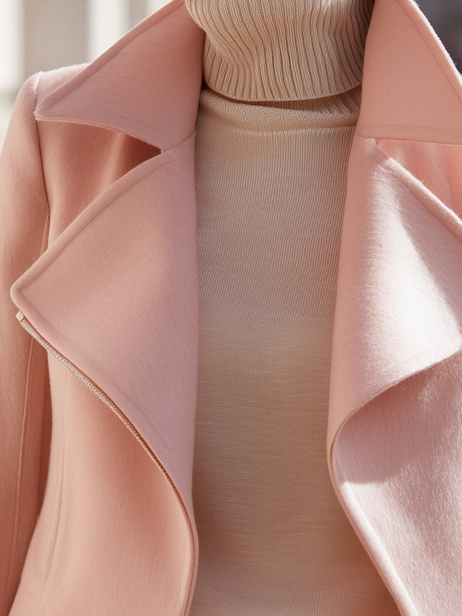 Blush Wool Blend Cropped Coat