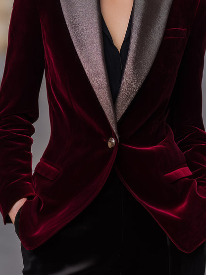 Velvet Blazer With Metallic Contrast Lapels