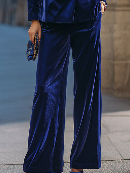 Luxurious Royal Blue Velvet Suit Set