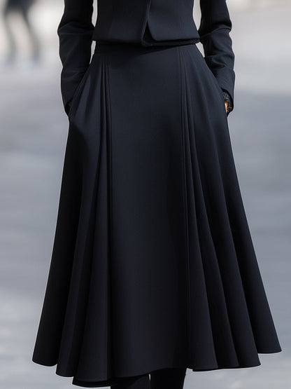 Tailored Blazer & Midi Skirt Set With Structured Elegance