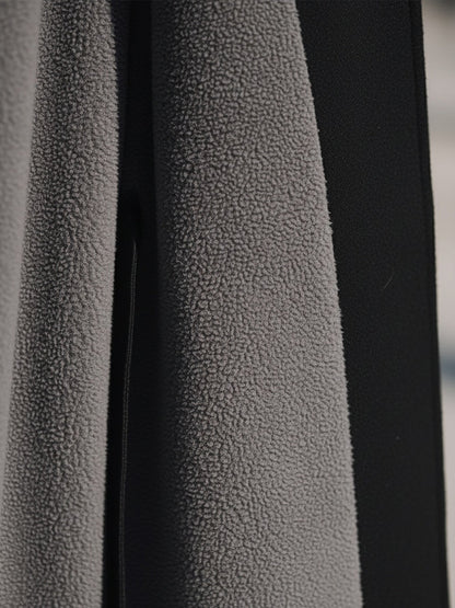 Black Wool Coat With Wide Faux Fur Collar