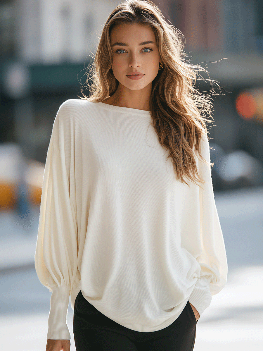 Ivory Batwing Knit Top