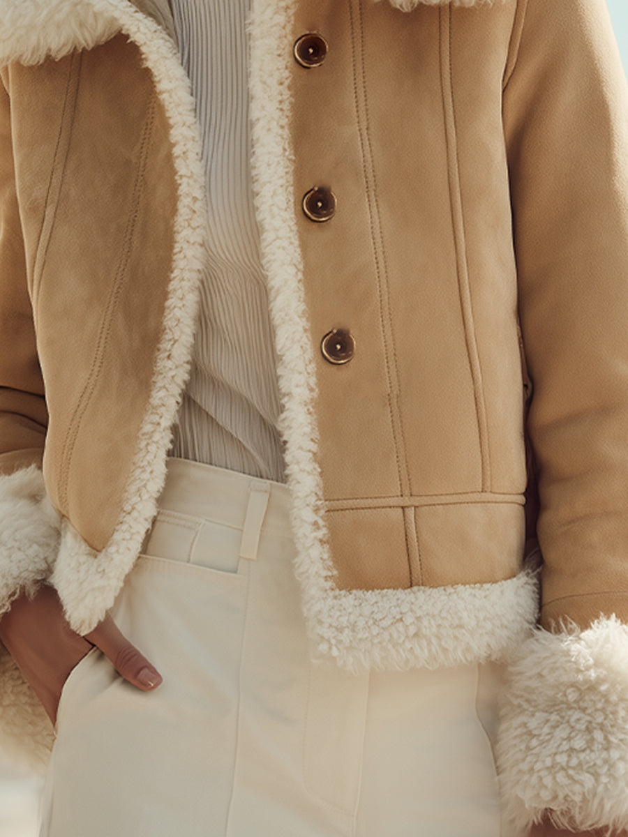 Chic Shearling - Trimmed Suede Jacket