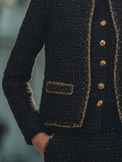 Noir Gold-Thread Tweed Jacket