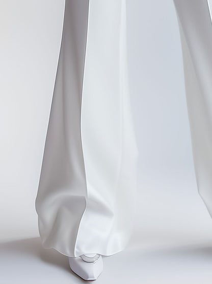 Elegant White High-Waisted Trousers