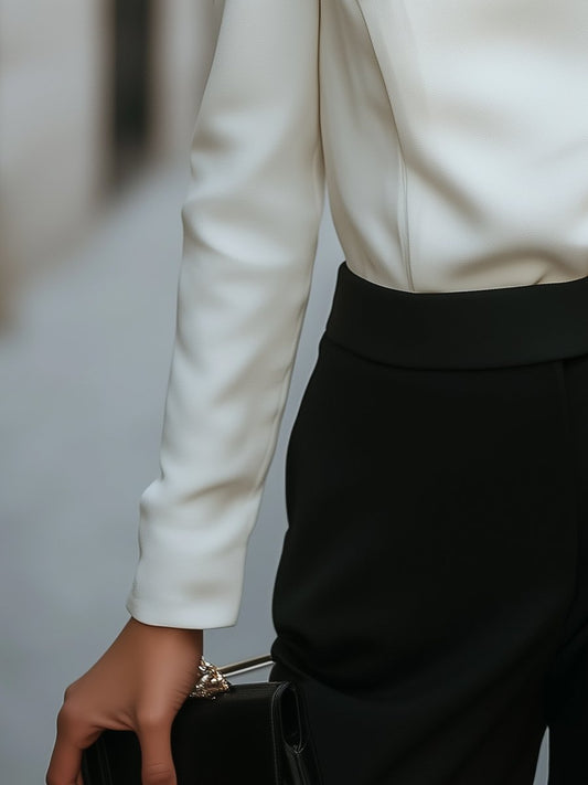 White Asymmetrical Buttoned Blouse