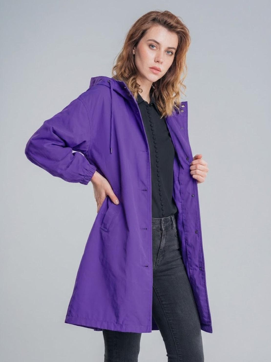 Water Resistant Oversized Hooded Windbreaker Rain Jacket